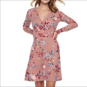 Candie's Pink Lace-Back Wrap Front Sweater Dress Size S